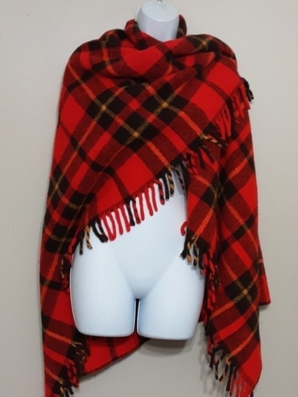 Vintage Faribo wrap blanket scarf wool women O/S Y2K fall winter cozy plaid